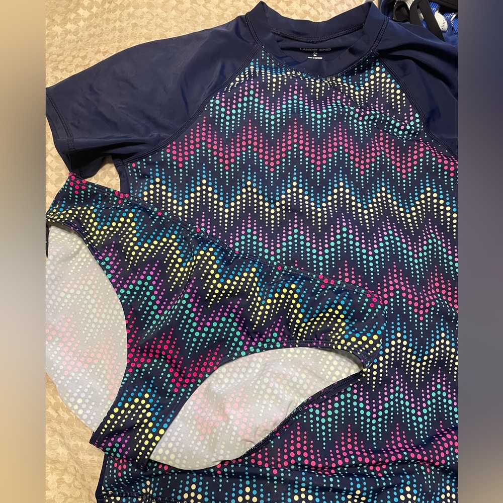 Girls Lands’ End Rash Guard Bathing Suit